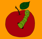 Dibujo Manzana con gusano pintado por ponlin