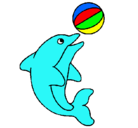 Dibujo Delfín jugando con una pelota pintado por LORENA