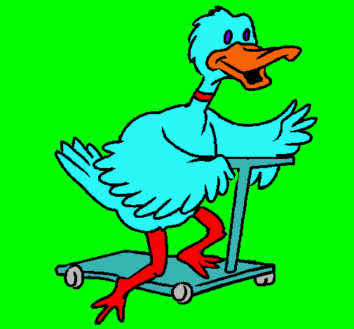 Pato en patinete