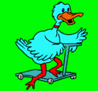 Dibujo Pato en patinete pintado por SARA