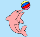 Dibujo Delfín jugando con una pelota pintado por yurico