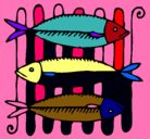 Dibujo Pescado a la brasa pintado por CONY