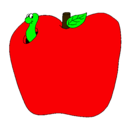 Dibujo Gusano en la fruta pintado por alondra