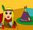 Dibujo India y tepee pintado por ANALINA