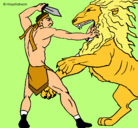 Dibujo Gladiador contra león pintado por Kris