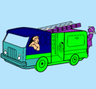 Dibujo Bomberos en el camión pintado por benjamin