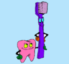 Dibujo Muela y cepillo de dientes pintado por wilma-diente2