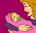 Dibujo Madre con su bebe II pintado por fernanda