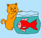 Dibujo Gato y pez pintado por jaumec