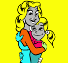 Dibujo Madre e hija abrazadas pintado por sulim
