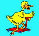 Dibujo Pato en patinete pintado por lupis