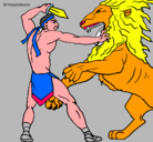 Dibujo Gladiador contra león pintado por remuelmareo