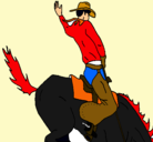 Dibujo Vaquero en caballo pintado por raul