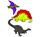 Dibujo Tres clases de dinosaurios pintado por EMIL