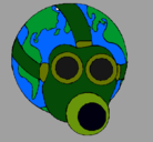Dibujo Tierra con máscara de gas pintado por ixchel