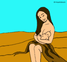 Dibujo Madre con su bebe pintado por Lizbeth
