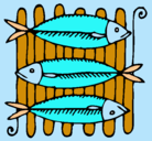 Dibujo Pescado a la brasa pintado por maritza