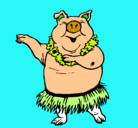 Dibujo Cerdo hawaiano pintado por DELFINA