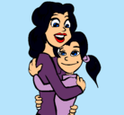 Dibujo Madre e hija abrazadas pintado por sofia