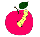 Dibujo Manzana con gusano pintado por josiel