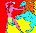 Dibujo Gladiador contra león pintado por kevin