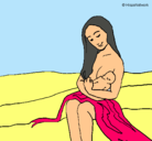 Dibujo Madre con su bebe pintado por katherine