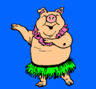 Dibujo Cerdo hawaiano pintado por carla