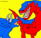 Dibujo Lucha de dinosaurios pintado por jeremy