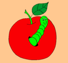 Dibujo Manzana con gusano pintado por cristynapolet
