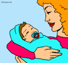 Dibujo Madre con su bebe II pintado por lupitita