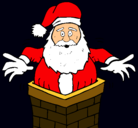 Dibujo Papa Noel en la chimenea pintado por valeria