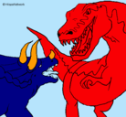 Dibujo Lucha de dinosaurios pintado por rafael