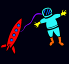 Dibujo Cohete y astronauta pintado por nicolas