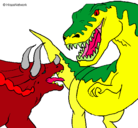 Dibujo Lucha de dinosaurios pintado por gabriel