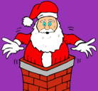 Dibujo Papa Noel en la chimenea pintado por yoselin
