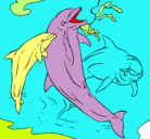 Dibujo Delfines jugando pintado por michel