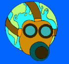 Dibujo Tierra con máscara de gas pintado por marialourdes