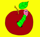 Dibujo Manzana con gusano pintado por VictorRegis