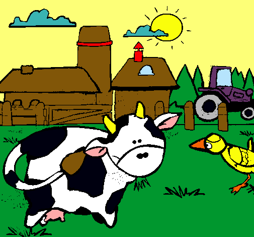 Vaca en la granja