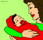 Dibujo Madre con su bebe II pintado por DavidImanolGuerreroR.