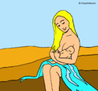 Dibujo Madre con su bebe pintado por puri