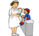 Dibujo Enfermera y niño pintado por MAFE