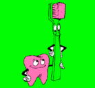 Dibujo Muela y cepillo de dientes pintado por valeatm18