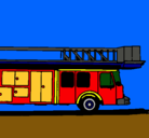 Dibujo Camión de bomberos con escalera pintado por NAHUEL