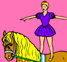 Dibujo Trapecista encima de caballo pintado por candi