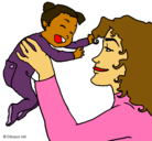 Dibujo Madre con su bebe pintado por valeria