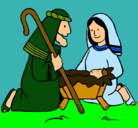 Dibujo Adoran al niño Jesús pintado por mariajoseyjesus
