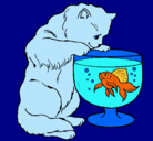 Dibujo Gato mirando al pez pintado por halima