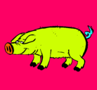 Dibujo Cerdo con pezuñas negras pintado por David