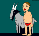 Dibujo Cabra y niño africano pintado por elnioysumascota